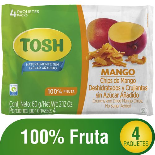 Pasabocas Chips de Fruta Tosh Mango Multiempaque x 4 unidades