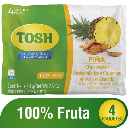 Pasabocas Chips de Fruta Tosh Piña Multiempaque x 4 unidades