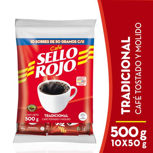 Cafe Sello Rojo fuerte paquete x10 sobres