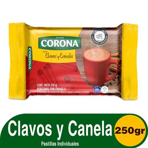 Chocolate Corona Clavos y Canela x 8 pastillas