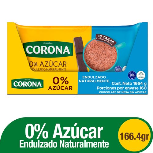 Chocolate Corona sin Azúcar Plegadiza x 10 barras