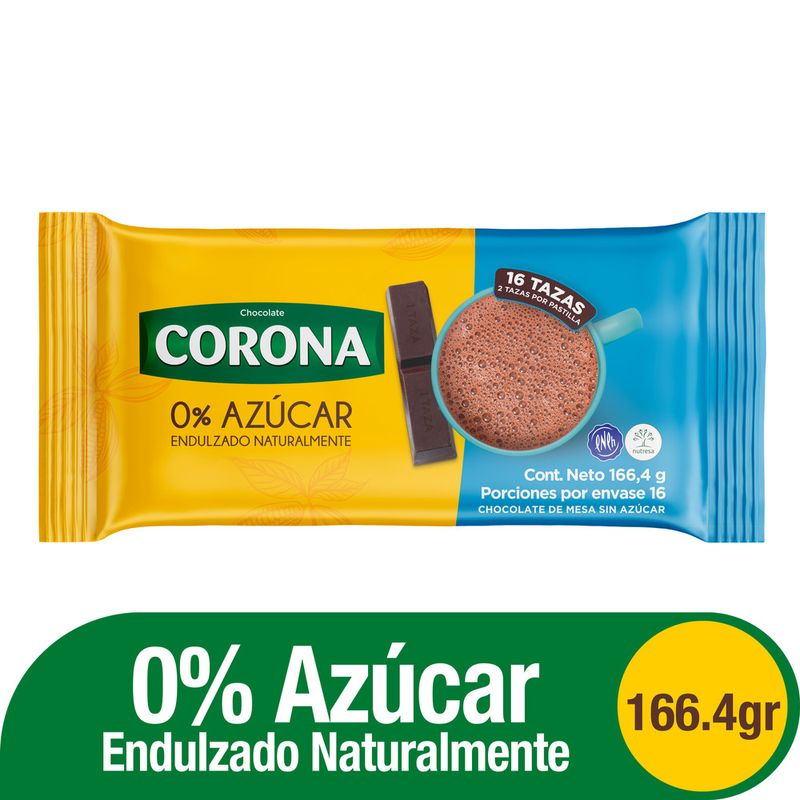 Chocolate CORONA sin azucar x 166,4gr