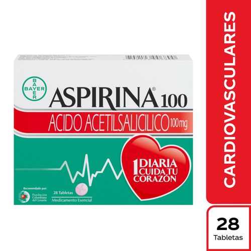 Aspirina Ácido Acetilsalicílico x 28 tabletas