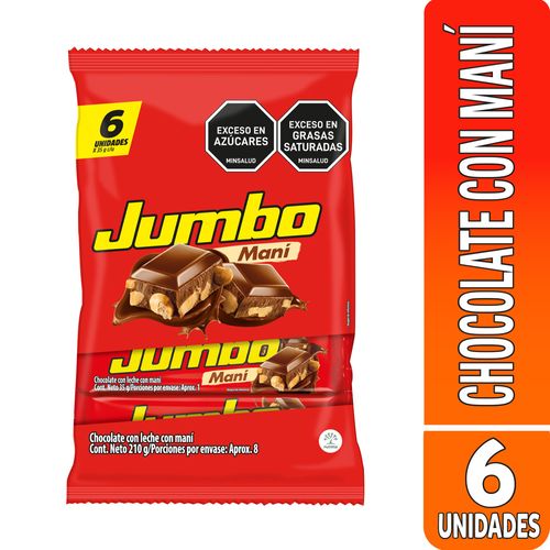 Chocolatina Jumbo Maní Bolsa x 6 unidades