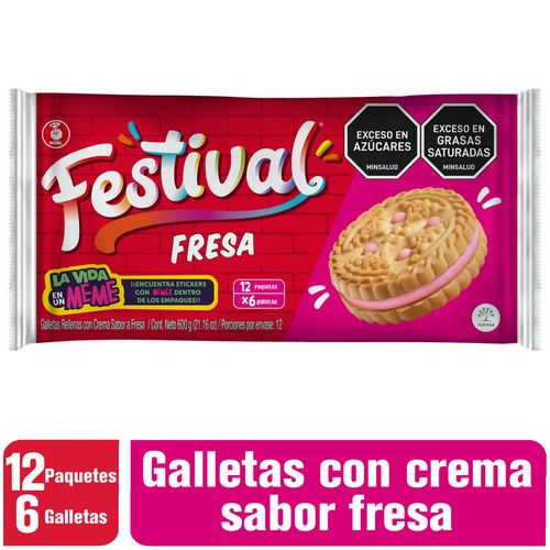 Galletas Festival Fresa 12 paquetes por 6 galletas