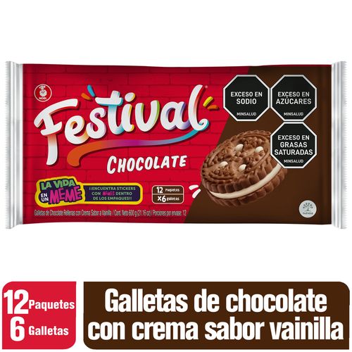 Galletas Festival Chocolate x 12 paquetes x 6 galletas