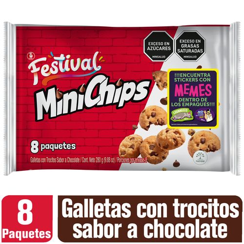 Galleta Festival Minichips Chocolate Bolsa x 8 paquetes