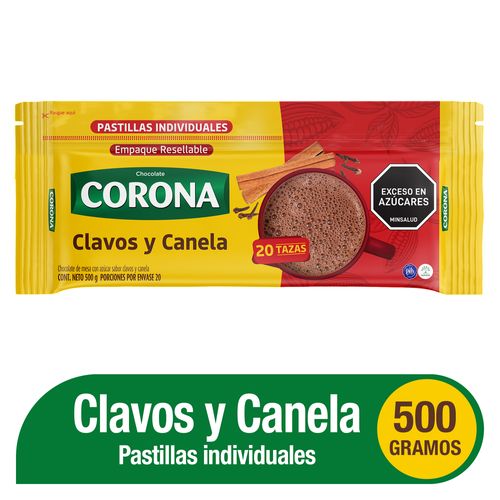 Chocolate Corona Clavos y Canela x 20 pastillas