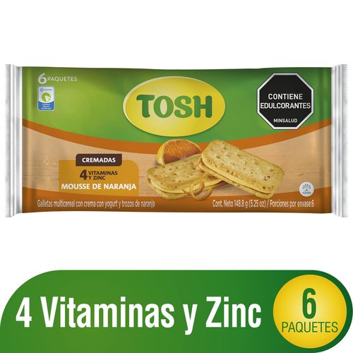 Galletas Tosh Sandwich Mousse de Naranja Bolsa x 6 unidades