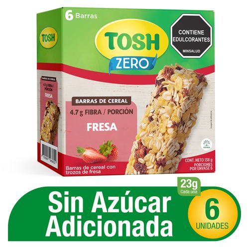 Barra de cereal Tosh Fresa sin azúcar  x 6 unidades