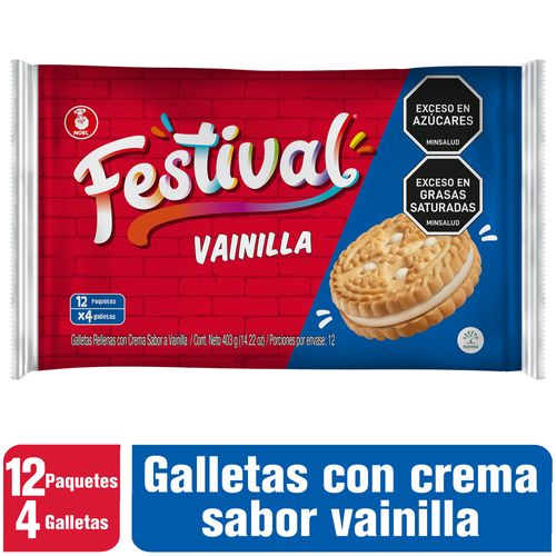 Galletas Festival Vainilla x 12 paquetes x 4 galletas