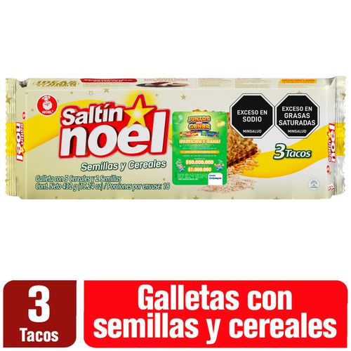 Galletas Saltín Noel Semillas y cereales 3 Tacos