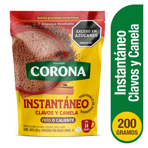 Chocolate Corona Clavo y Canela Instantaneo