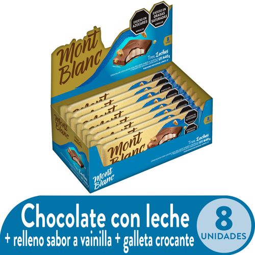 Chocolates Montblanc Tres Leches Barra por 8 unidades