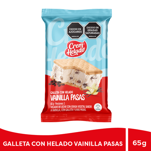 Galleta con Helado Vainilla Pasas