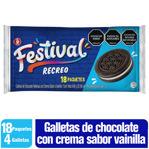 Galleta Festival Recreo Bolsa 18x4