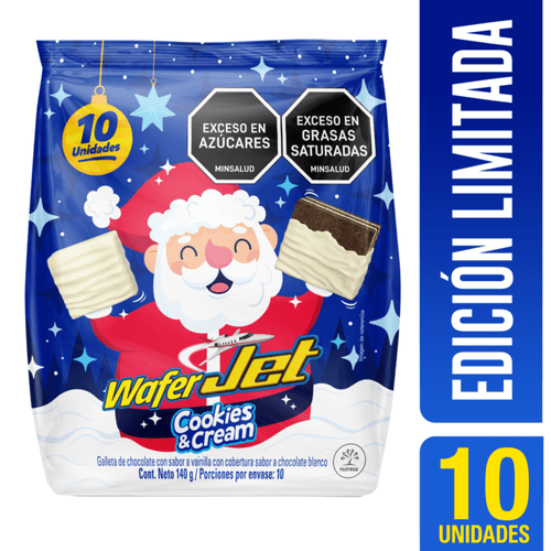 Chocolatina Jet Wafer Cuadrado Cookies & Cream x 14 gr