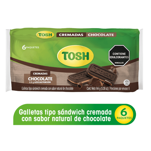 Galletas Tosh Sandwich Chocolate Bolsa x 6 unidades