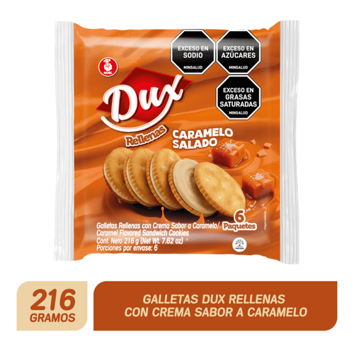 Galletas Dux Rellenas Caramelo Salado x 6 paquetes